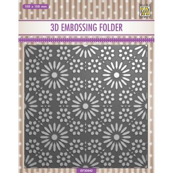 Nellie Snellen - Prägefolder "Square Frame Flower Pattern" 3D Embossing Folder 
