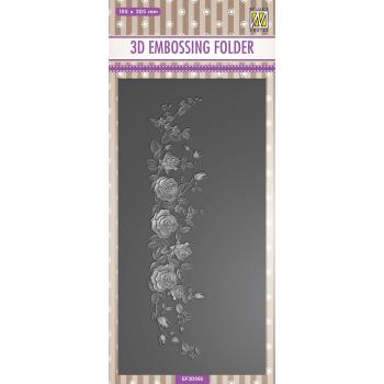 Nellie Snellen - Prägefolder "Rose Border" 3D Embossing Folder Slimline