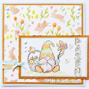 Nellie Snellen - Prägefolder "Background Rabbits & Tulips" 3D Embossing Folder 