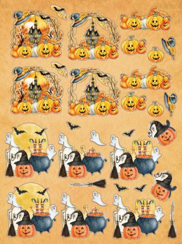 Crafters Companion - Stanzteile "Spooky Season" 3D Cut Topper Pad 9x12 Inch - 15 Bogen