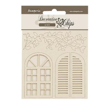 Stamperia - Holzteile 14x14 cm "Windows" Decorative Chips