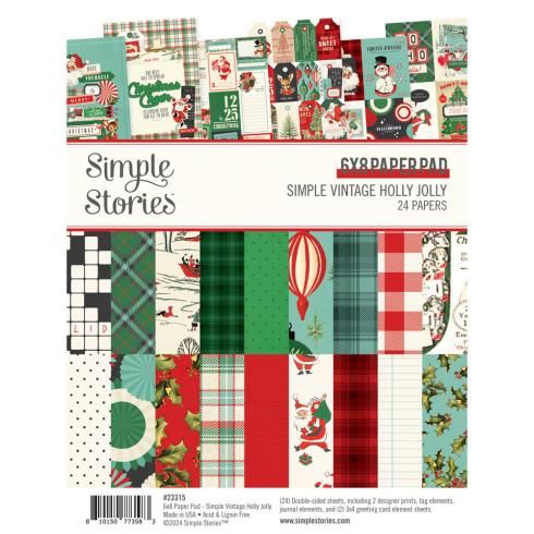 Simple Stories - Designpapier "Simple Vintage Holly Jolly" Paper Pack 6x8 Inch - 24 Bogen