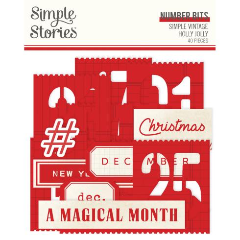 Simple Stories - Stanzteile "Simple Vintage Holly Jolly" Number Bits & Pieces 