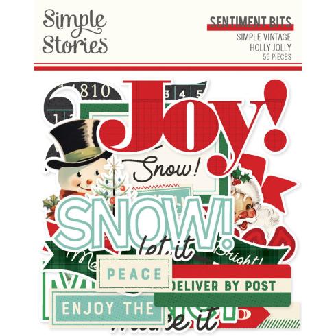 Simple Stories - Stanzteile "Simple Vintage Holly Jolly" Sentiment Bits & Pieces 