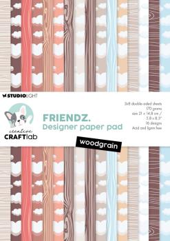 Creative Craft Lab - Studio Light - Friendz Designpapier "Woodgrain " Paper Pack 21x14,8 cm - 36 Bogen