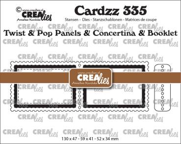 Crealies - Stanzschablone "No. 335 Twist & Pop Panels & Concertina Card & Booklet Postage Stamp" Cardzz Dies