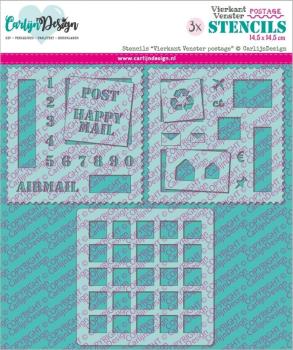 Carlijn Design - Schablone 14,5x14,5cm "Square Window Postage" Stencil
