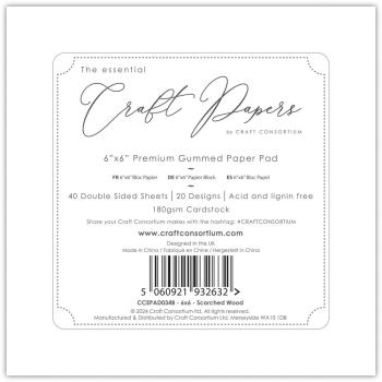 Craft Consortium - Designpapier "Scorched Wood" Paper Pad 6x6 Inch - 20 Bogen