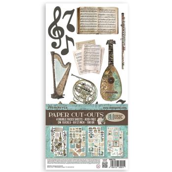 Stamperia - Stanzteile "Music" Paper Cut-outs 6x12 Inch - 4 Bogen