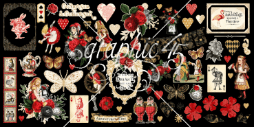 Graphic 45 - Stanzteile "Curiouser & Curiouser" Ephemera