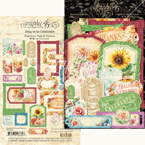 Graphic 45 - Stanzteile "Season to Celebrate" Chipboard Tags & Frames