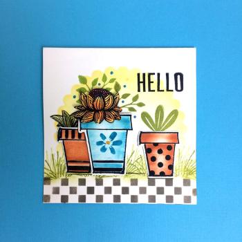 Ranger - Stempelset, Stanzschablone & Schablone "Flower pot" Make Art Stamp, Dies & Stencil