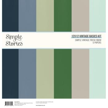 Simple Stories - Basic Kit "Simple Vintage Fresh Snow" Designpapier 12x12 Inch 6 Bogen