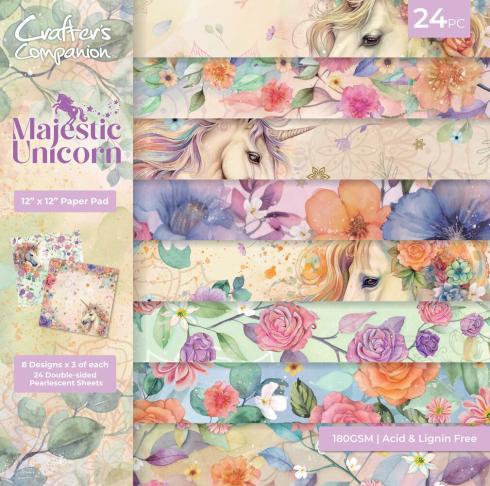 Crafters Companion - Designpapier "Majestic Unicorn" Paper Pack 12x12 Inch - 24 Bogen