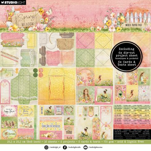Studio Light - Designpapier "Spring Meadow" Mixed Paper Pad 20,3x20,3 cm - 36 Bogen