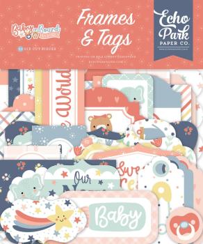 Echo Park - Stanzteile & Anhänger "Baby On Board It's a Girl!" Frames & Tags 