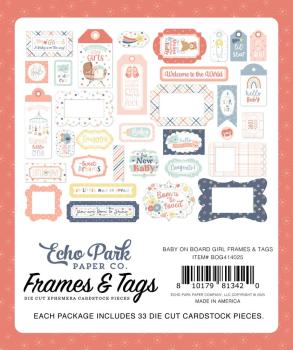 Echo Park - Stanzteile & Anhänger "Baby On Board It's a Girl!" Frames & Tags 