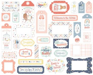 Echo Park - Stanzteile & Anhänger "Baby On Board It's a Girl!" Frames & Tags 
