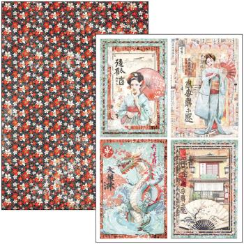 Ciao Bella - Stanzteile "Land of the Rising Sun" Creative Pad A4 - 9 Bogen