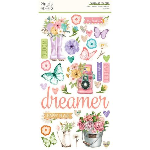 Simple Stories - Aufkleber "Vintage Flower Shoppe" Chipboard Sticker 