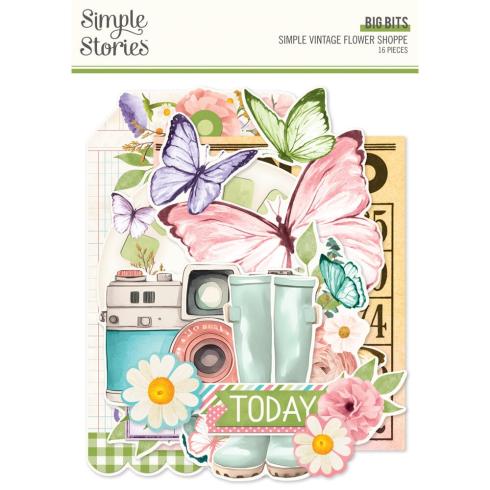 Simple Stories - Stanzteile "Vintage Flower Shoppe" Big Bits & Pieces 