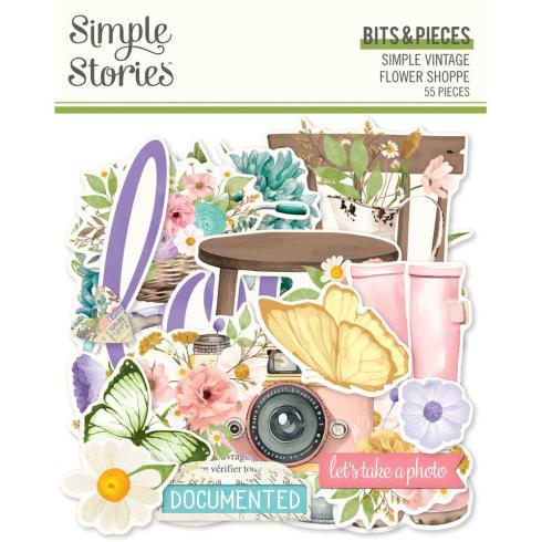 Simple Stories - Stanzteile "Vintage Flower Shoppe" Bits & Pieces 