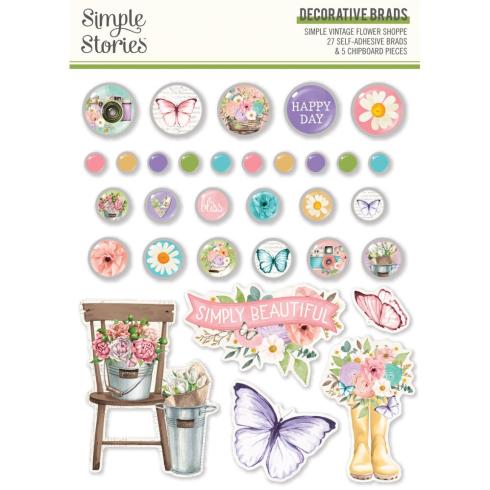 Simple Stories - Decorative Brads "Vintage Flower Shoppe" 