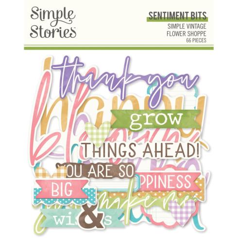 Simple Stories - Stanzteile "Vintage Flower Shoppe" Sentiment Bits & Pieces 