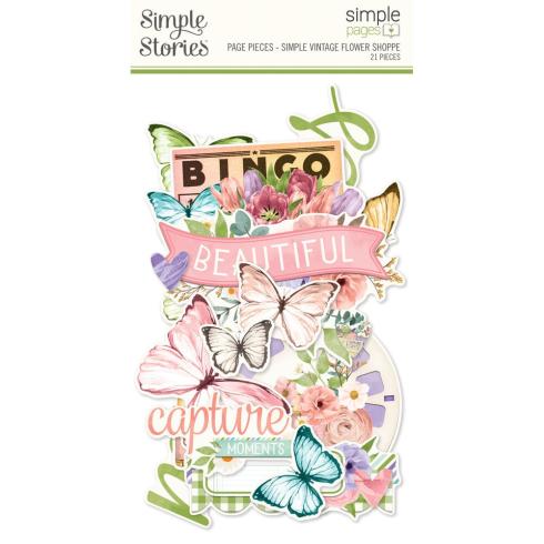 Simple Stories - Stanzteile "Vintage Flower Shoppe" Pages Pieces