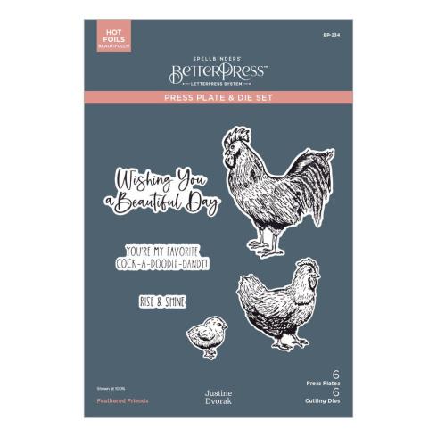 Spellbinders - Buchdrucktechnik "Feathered Friends" BetterPress Plate & Dies