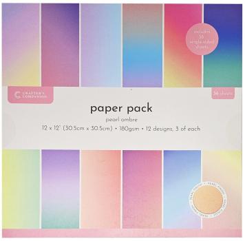 Crafters Companion - Designpapier "Pearl Ombre" Paper Pack 12x12 Inch - 36 Bogen
