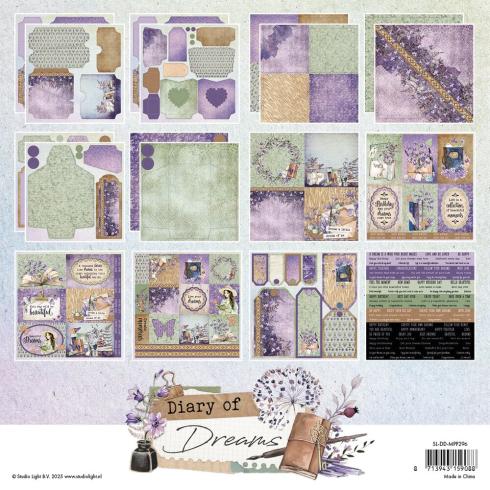 Studio Light - Designpapier "Diary of Dreams" Mixed Paper Pad 8x8 Inch - 36 Bogen