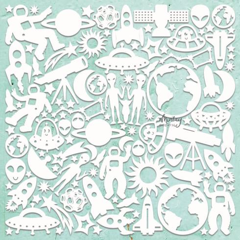 Mintay Papers - Stanzteile "Cosmos" Chipboard - Chippies Decor 12x12 Inch