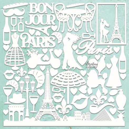 Mintay Papers - Stanzteile "Paris" Chipboard - Chippies Decor 12x12 Inch