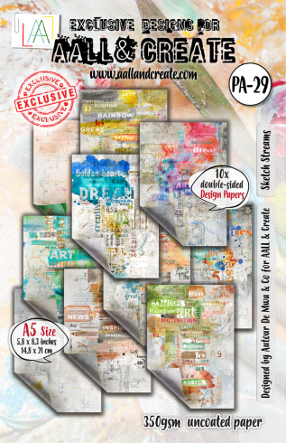 AALL and Create - Designpapier "Sketch Streams" Paper Pack A5 - 10 Bogen