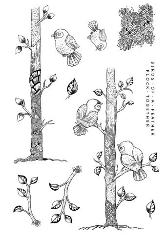 Katkin Krafts - Stempelset "Bright Birds" Clear Stamps