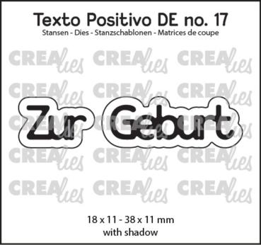 Crealies - Stanzschablone "Zur Geburt" Texto Positivo Dies