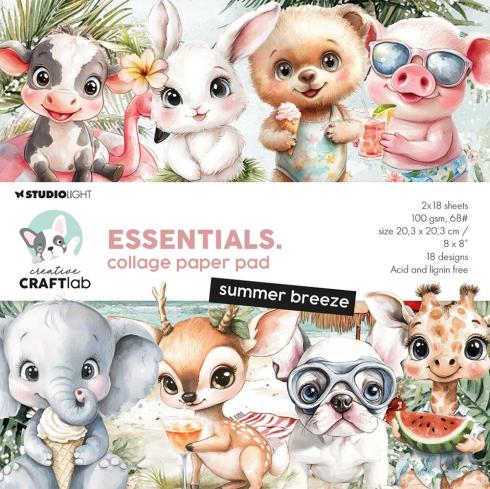 Creative Craft Lab - Studio Light - Designpapier "Summer Breeze" Collage Paper Pad 20,3x20,3 cm - 36 Bogen