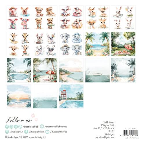 Creative Craft Lab - Studio Light - Designpapier "Summer Breeze" Collage Paper Pad 20,3x20,3 cm - 36 Bogen
