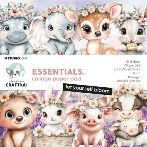 Creative Craft Lab - Studio Light - Designpapier "Let Yourself Bloom" Collage Paper Pad 20,3x20,3 cm - 36 Bogen