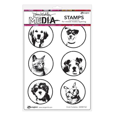 Ranger - Stempelset by Dina Wakley "Circle Furbabies" Media Cling Stamp 