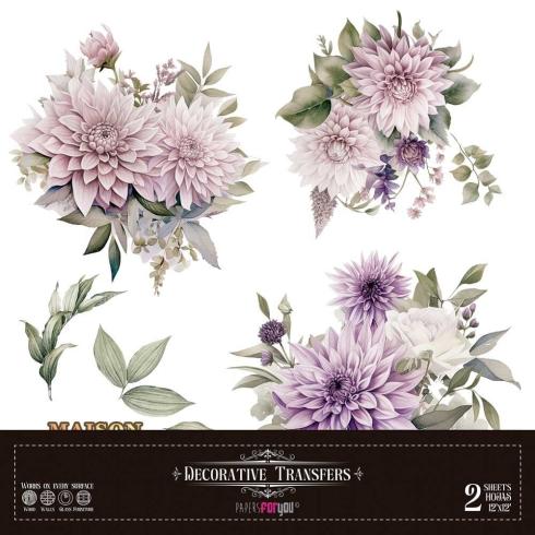 Papers For you - Transfer Aufkleber "Dahlias" Decor Transfers 12x12 Inch