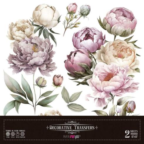 Papers For you - Transfer Aufkleber "Peonies" Decor Transfers 12x12 Inch