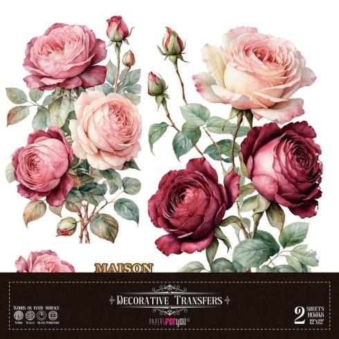 Papers For you - Transfer Aufkleber "Rosé" Decor Transfers 12x12 Inch