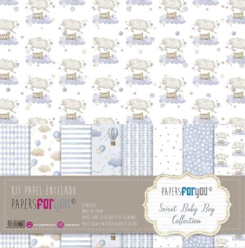 Papers For You - Leinwandpapier "Sweet Baby Boy" Paper Pack Canvas 30,5x31 cm - 8 Bogen 