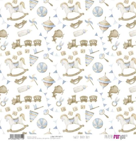 Papers For You - Pergamentpapier "Sweet Baby Boy" Vellum Paper Pack 30x31 cm - 6 Bogen 