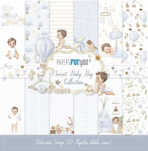 Papers For You - Designpapier "Sweet Baby Boy" Scrap Paper Pack 30,5 x 32 cm - 12 Bogen