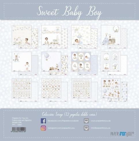 Papers For You - Designpapier "Sweet Baby Boy" Scrap Paper Pack 30,5 x 32 cm - 12 Bogen