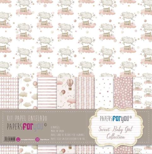Papers For You - Leinwandpapier "Sweet Baby Girl" Paper Pack Canvas 30,5x31 cm - 8 Bogen 