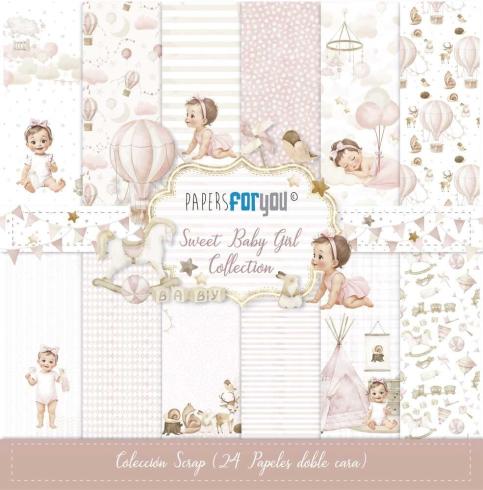Papers For You - Designpapier "Sweet Baby Girl" Scrap Paper Pack 8x8 Inch - 24 Bogen